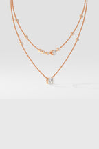 Two Layered Arrayed Solitaire Necklace