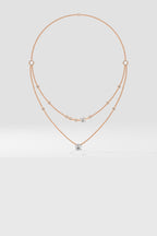 Two Layered Arrayed Solitaire Necklace