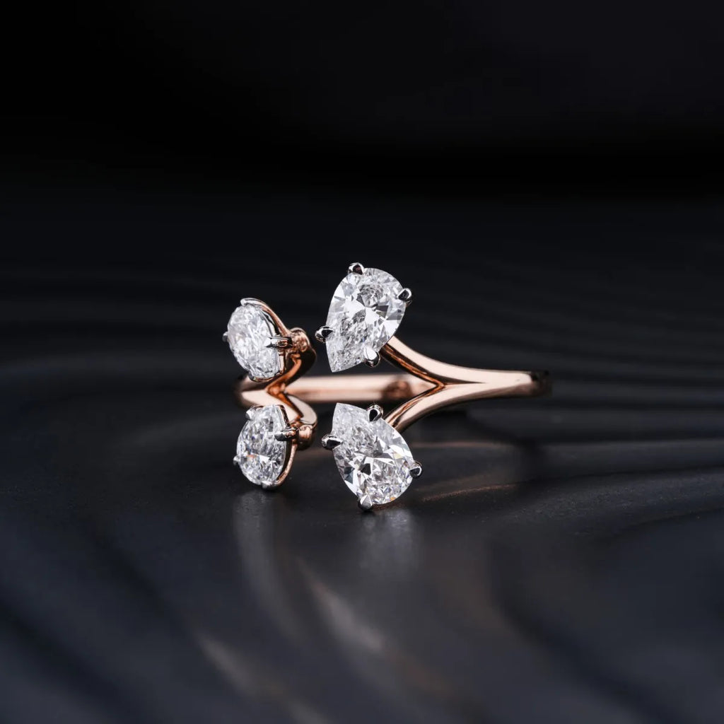 4 Pear Diamond Butterfly Ring