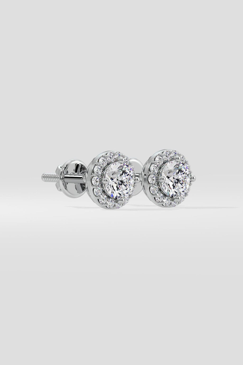 1 ct Solitaire Halo Studs