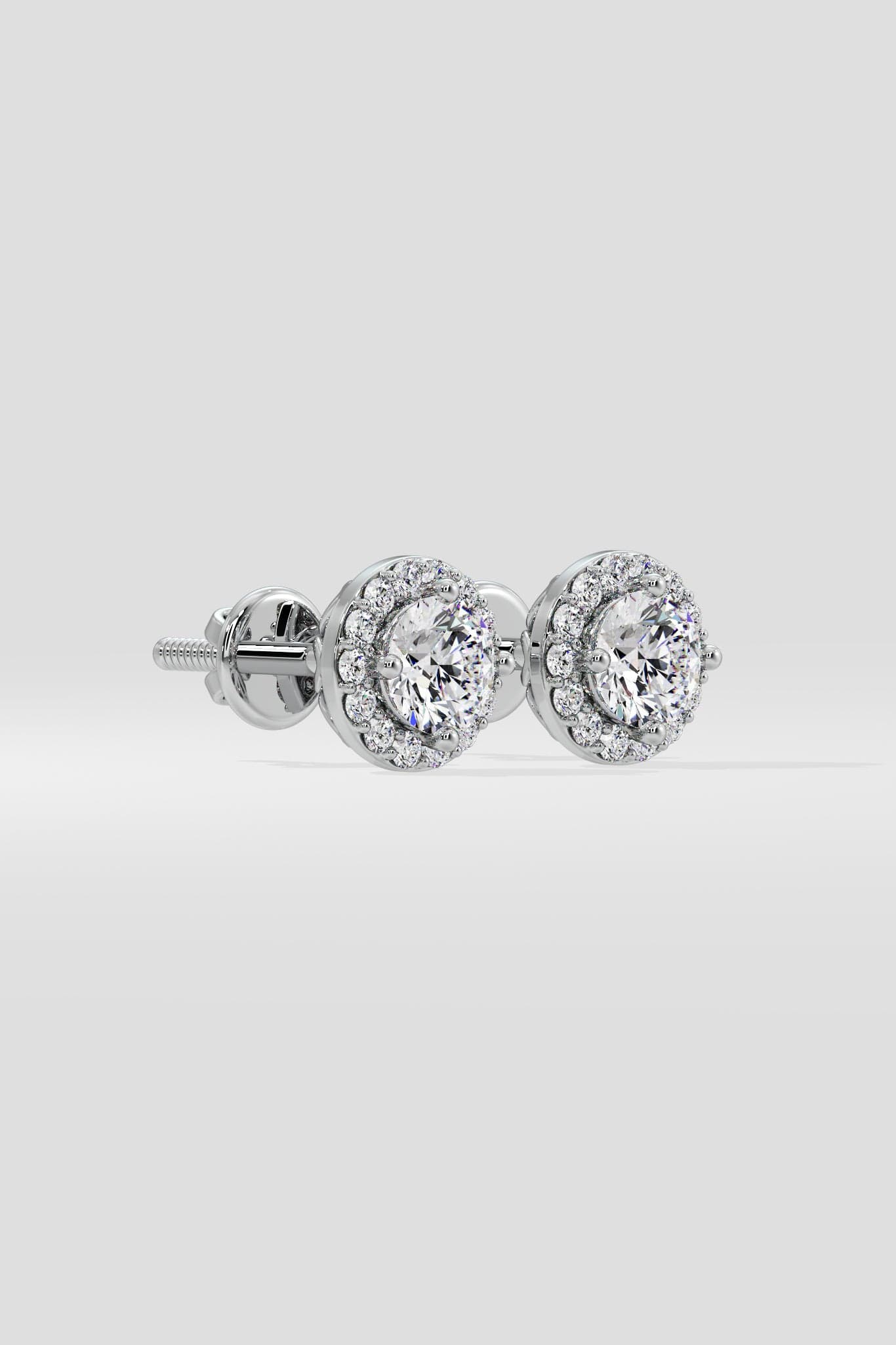 1 ct Solitaire Halo Studs