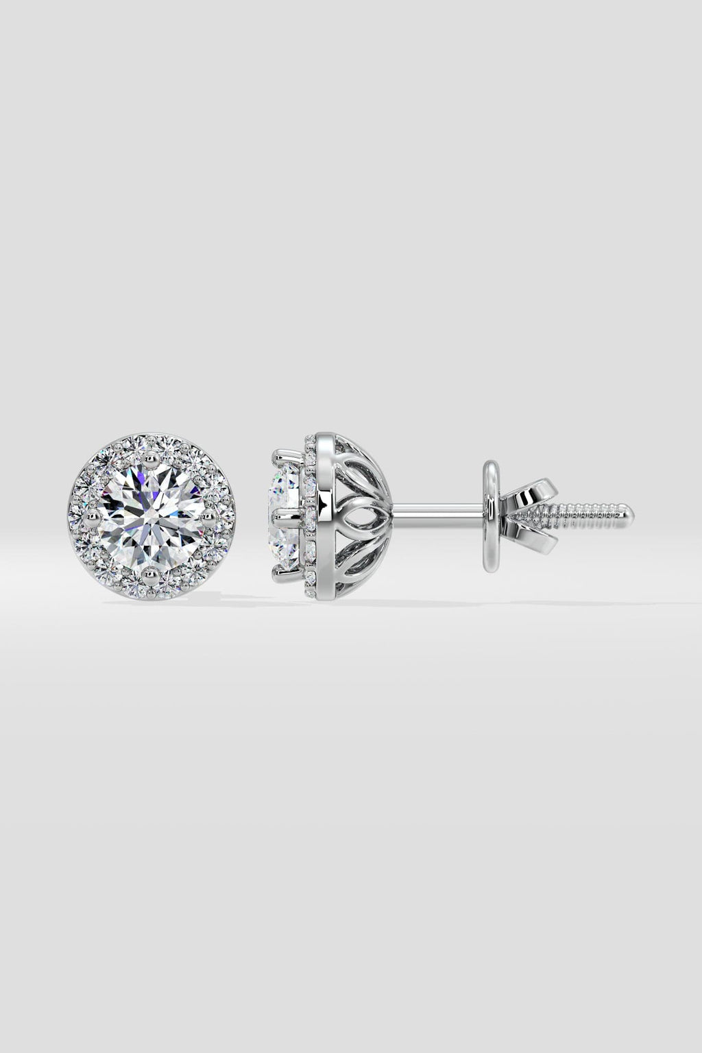 1 ct Solitaire Halo Studs