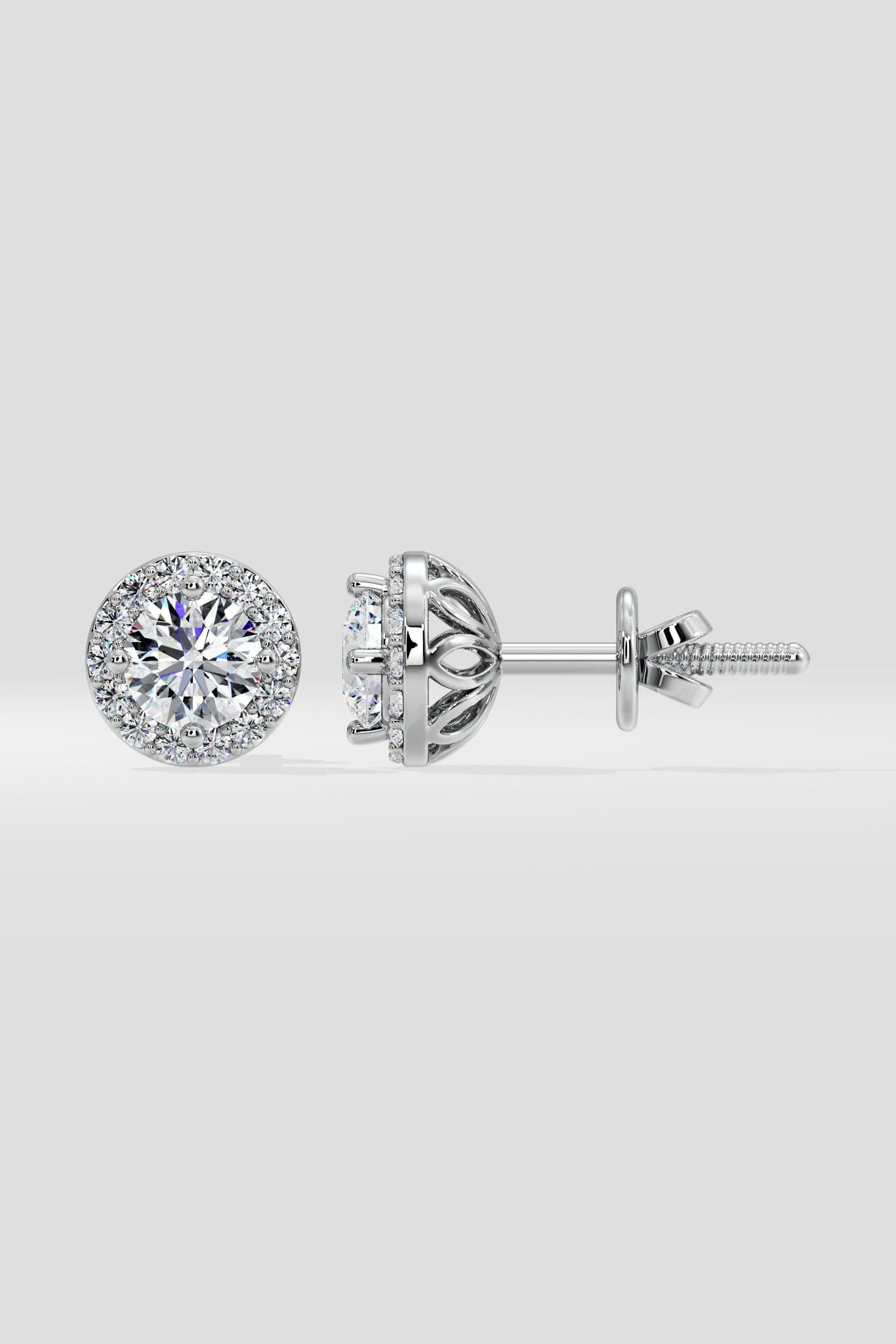 1 ct Solitaire Halo Studs