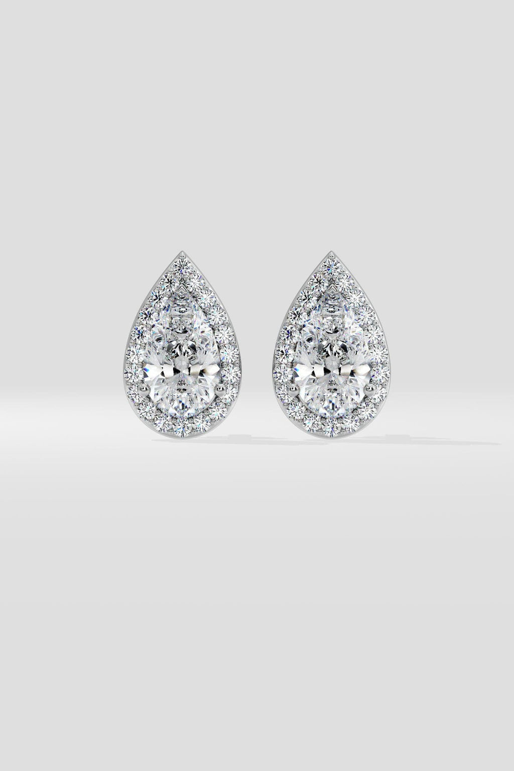 2 ct Pear Solitaire Halo Earrings