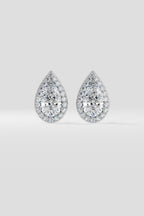 2 ct Pear Solitaire Halo Earrings