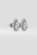 2 ct Pear Solitaire Halo Earrings