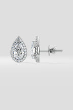 2 ct Pear Solitaire Halo Earrings