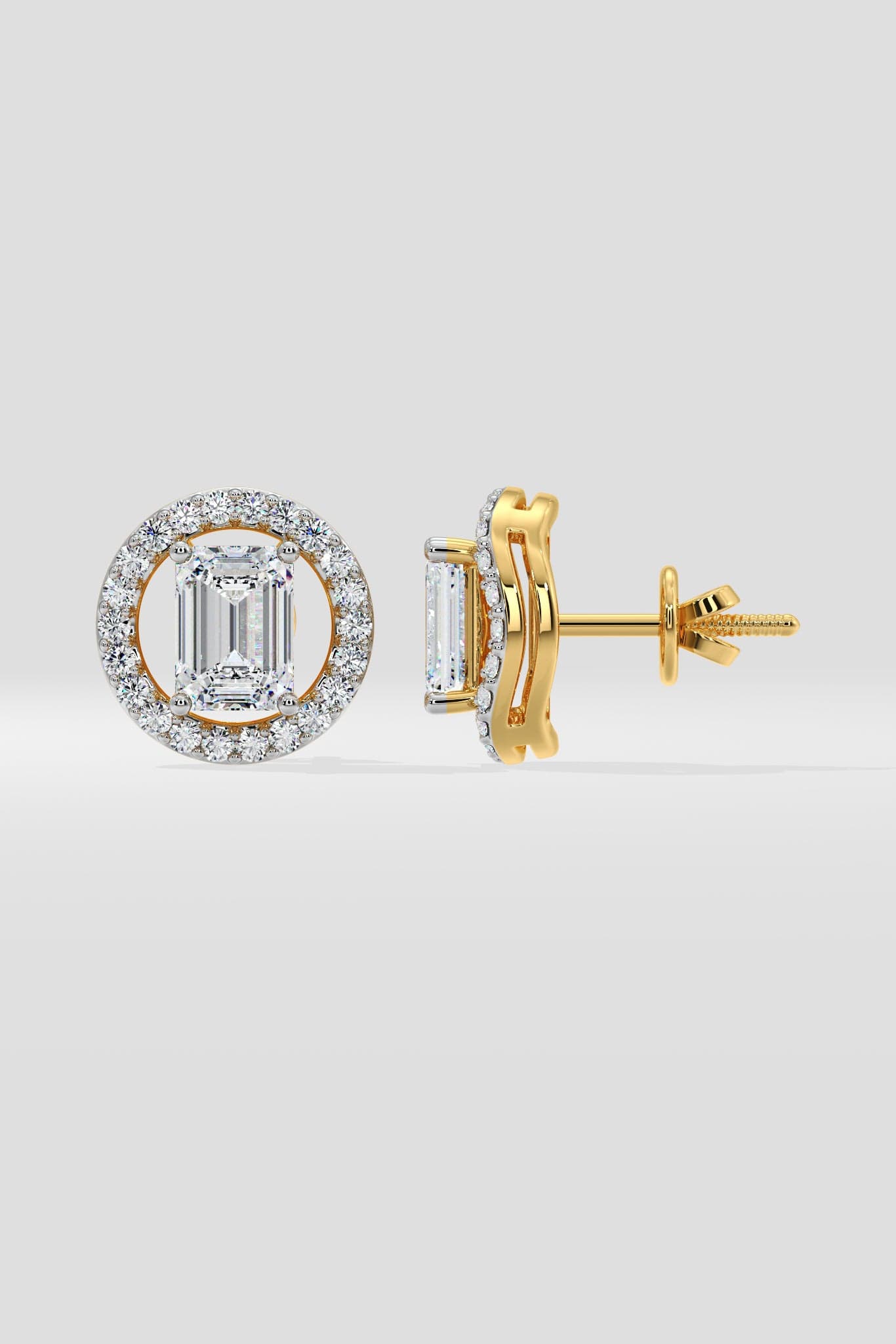1.5 ct Solitaire Wave Halo Earrings