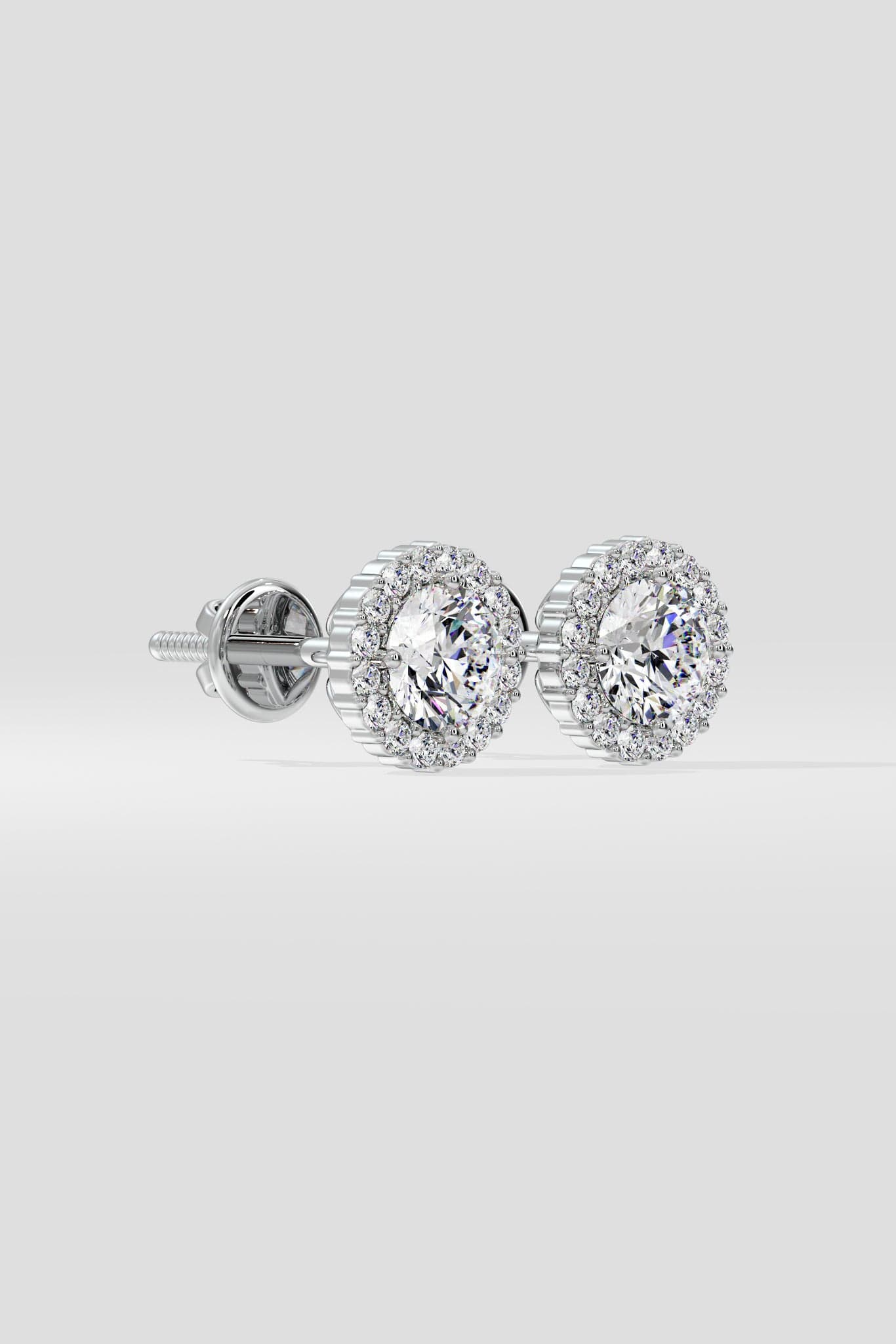 1 ct Scalloped Halo Earrings
