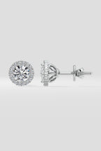 1 ct Scalloped Halo Earrings