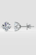 3 ct Solitaire Lotus Studs