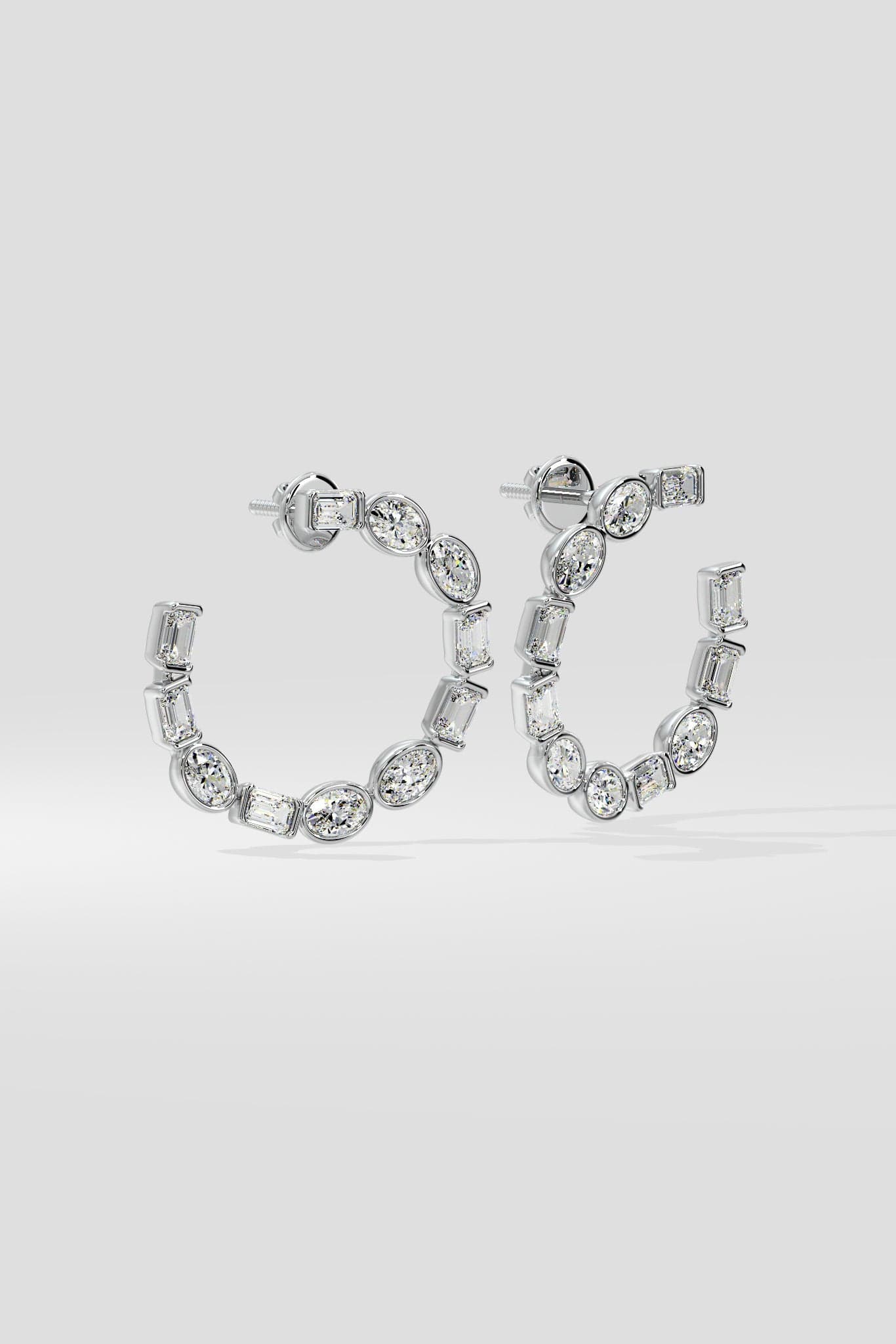 Oval Emerald Diamond Front Hoops
