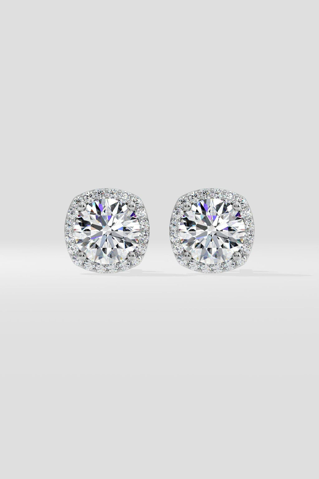 2 ct Cushion Halo Studs