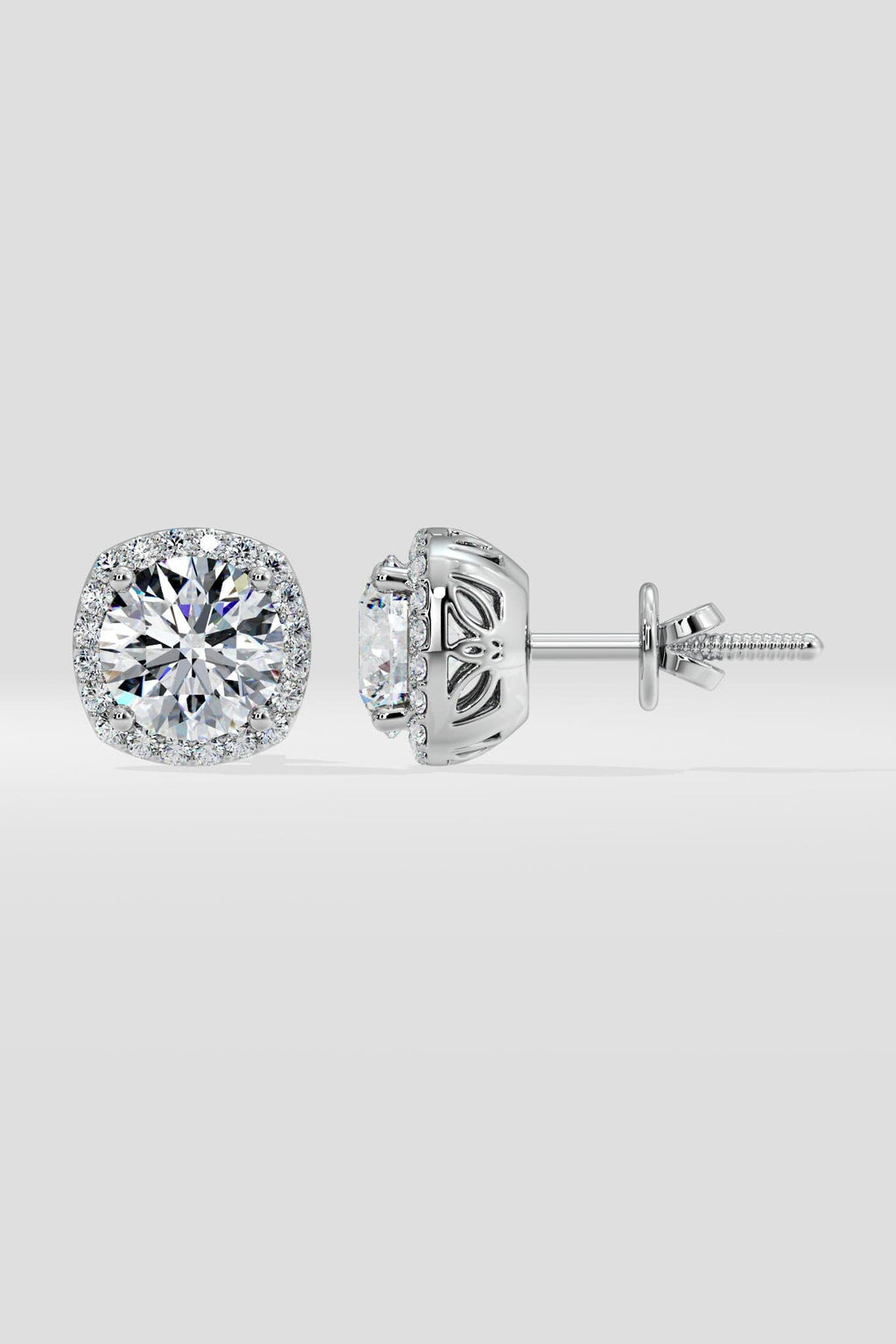 2 ct Cushion Halo Studs