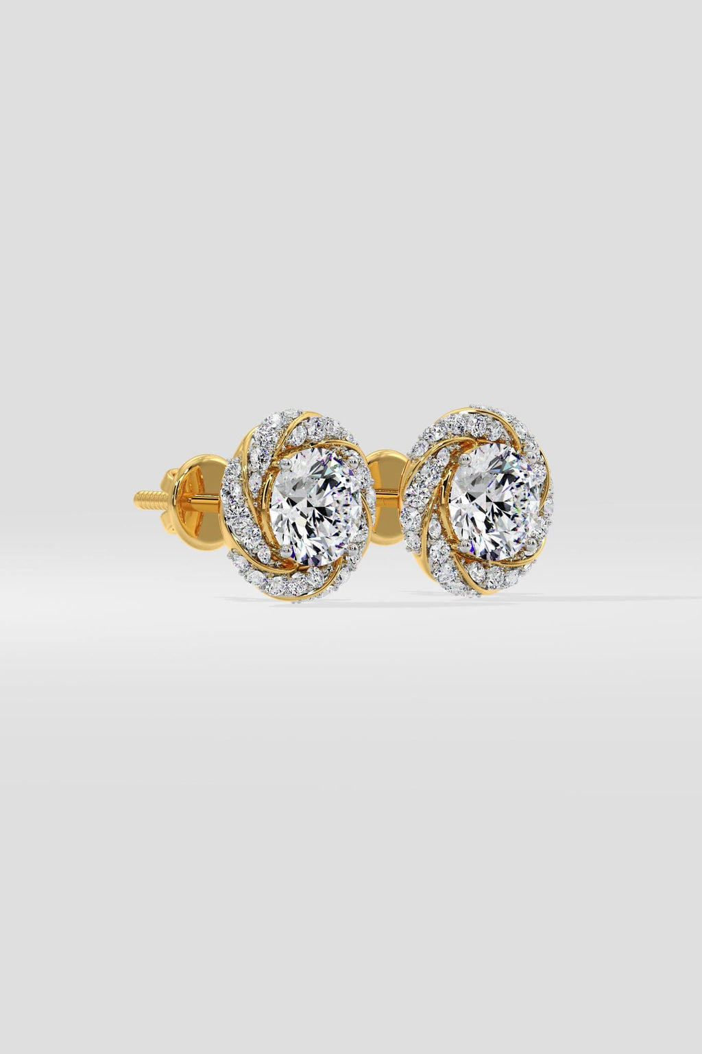 1 ct Swirl Halo Earrings