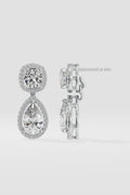 Pear Halo Drop Earrings