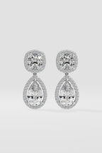 Pear Halo Drop Earrings