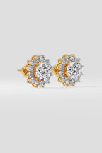 2 ct  Sunflower Halo Solitaire Studs