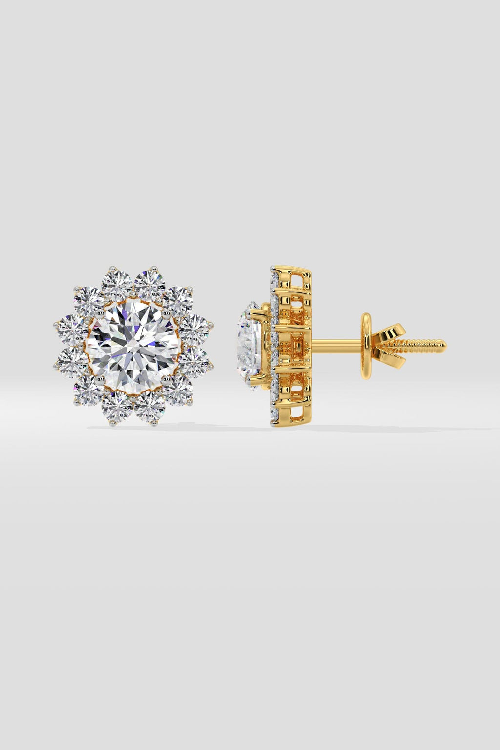 2 ct  Sunflower Halo Solitaire Studs