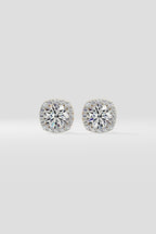 1 ct Cushion Halo Studs