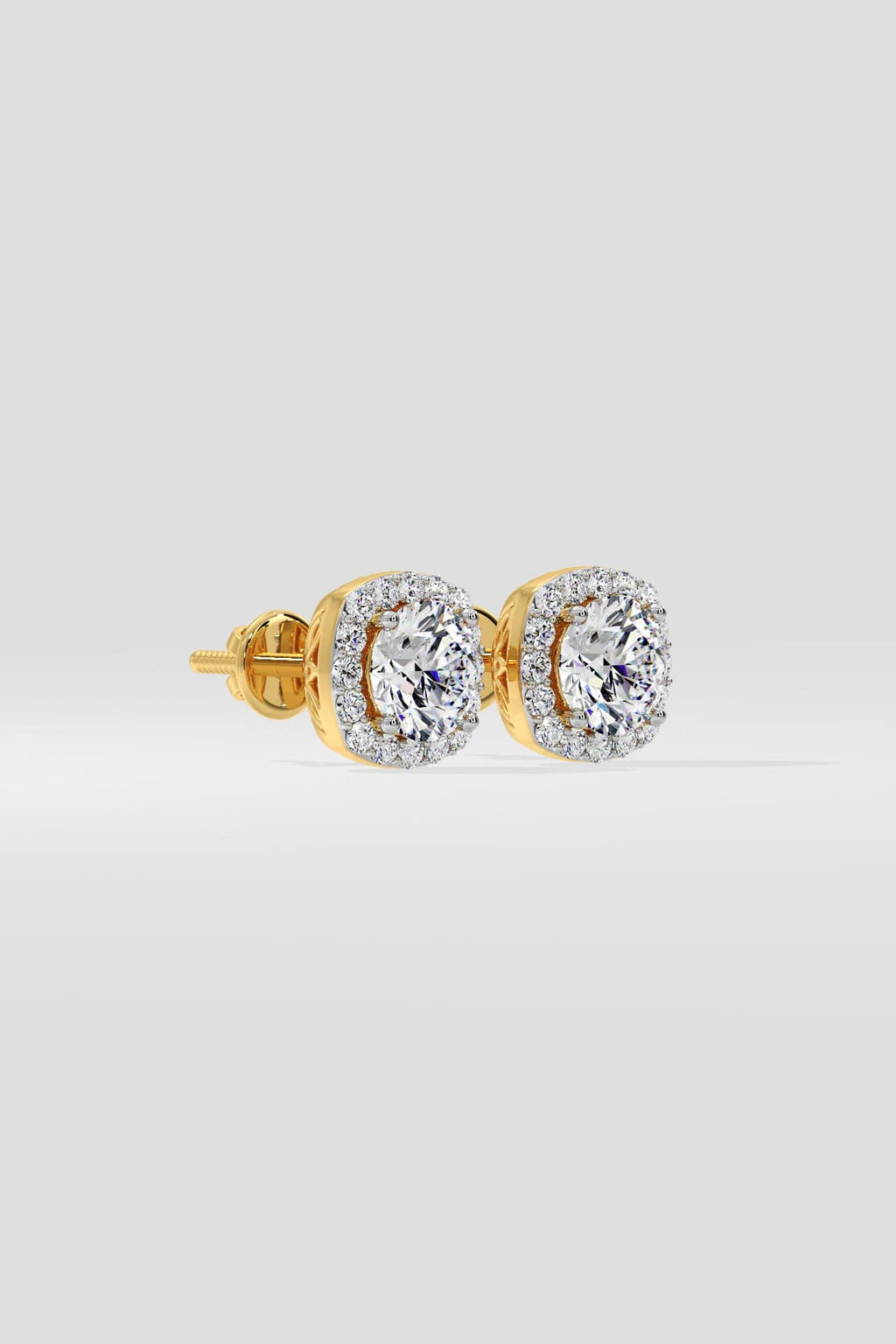 1 ct Cushion Halo Studs