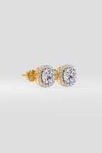 1 ct Cushion Halo Studs