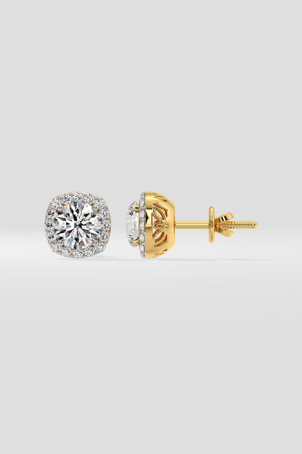 1 ct Cushion Halo Studs