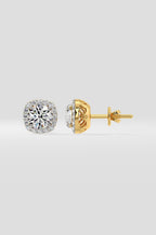 1 ct Cushion Halo Studs