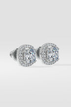 2 ct Cushion-Cut Halo Earrings
