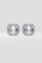 4 ct Asscher Halo Studs
