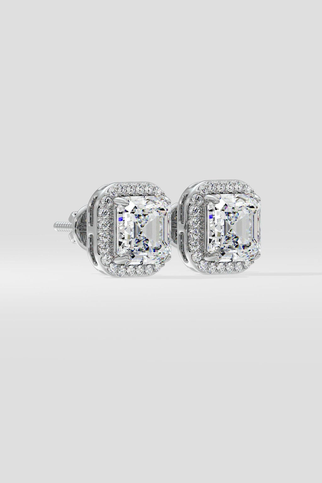 4 ct Asscher Halo Studs