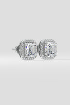 4 ct Asscher Halo Studs