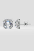 4 ct Asscher Halo Studs