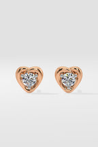 Mini Heart Solitaire Earrings