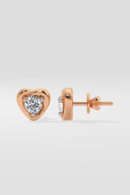 Mini Heart Solitaire Earrings