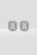 2 ct Emerald Halo Earrings