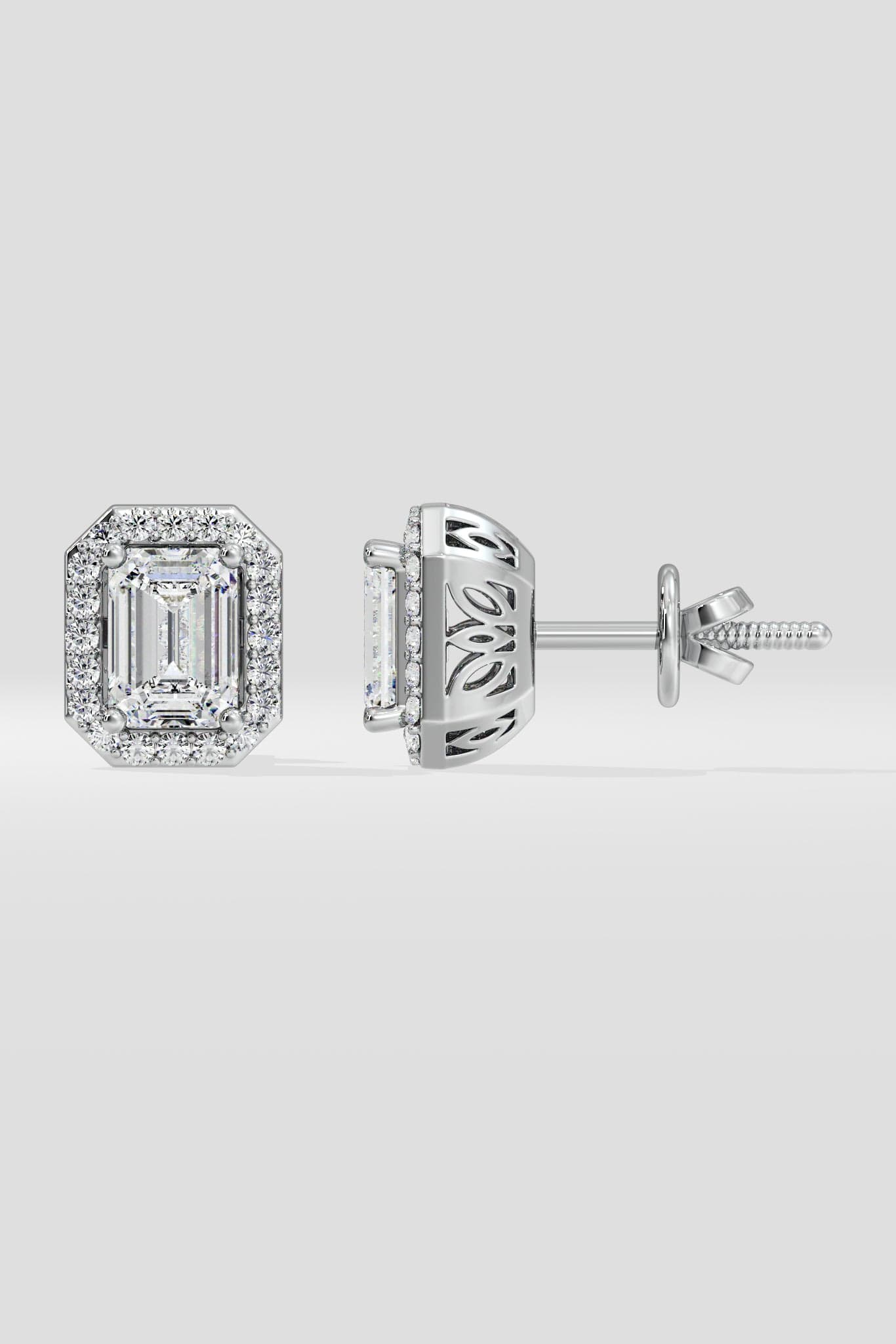 2 ct Emerald Halo Earrings