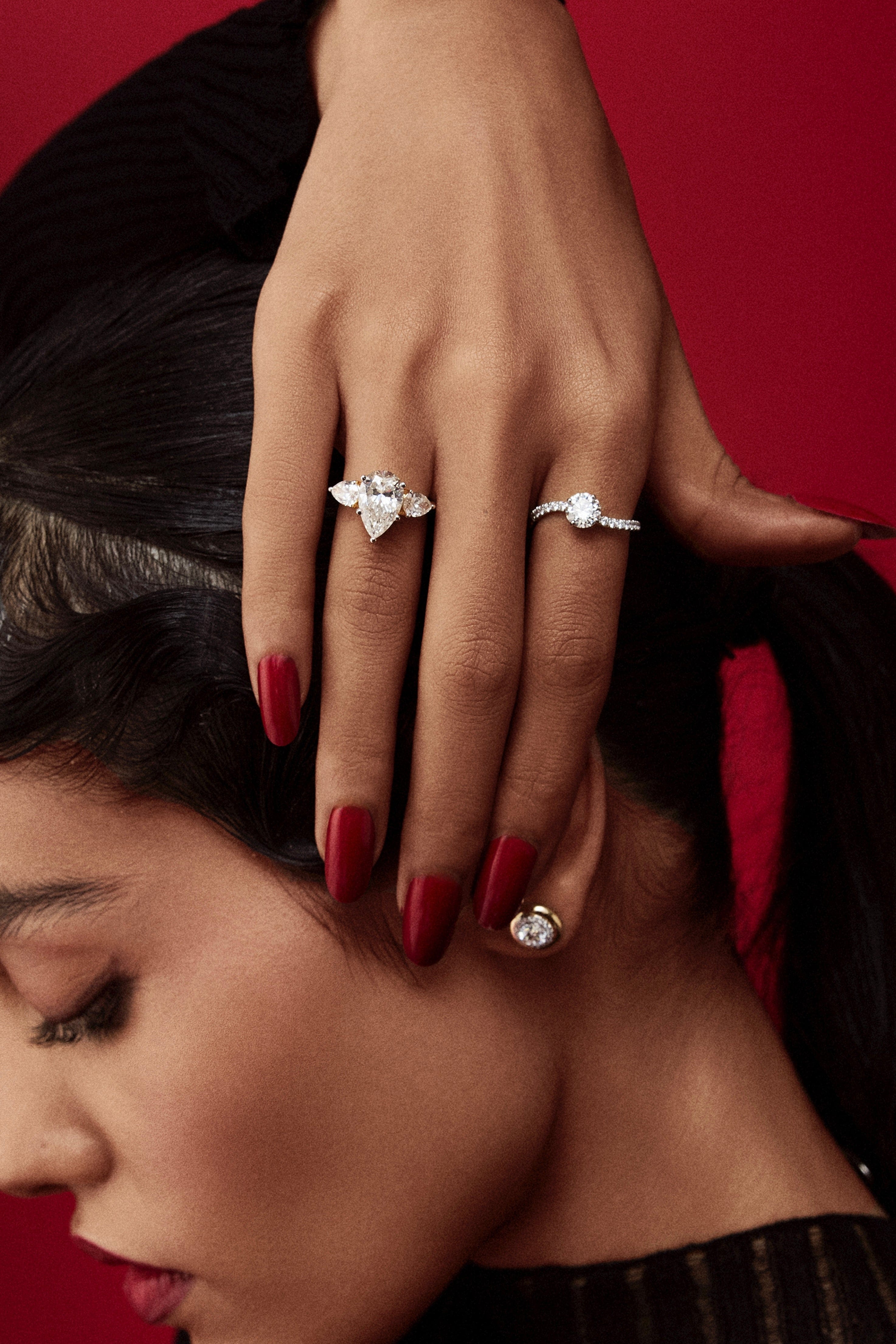 3 ct Pear Three Stone Ring
