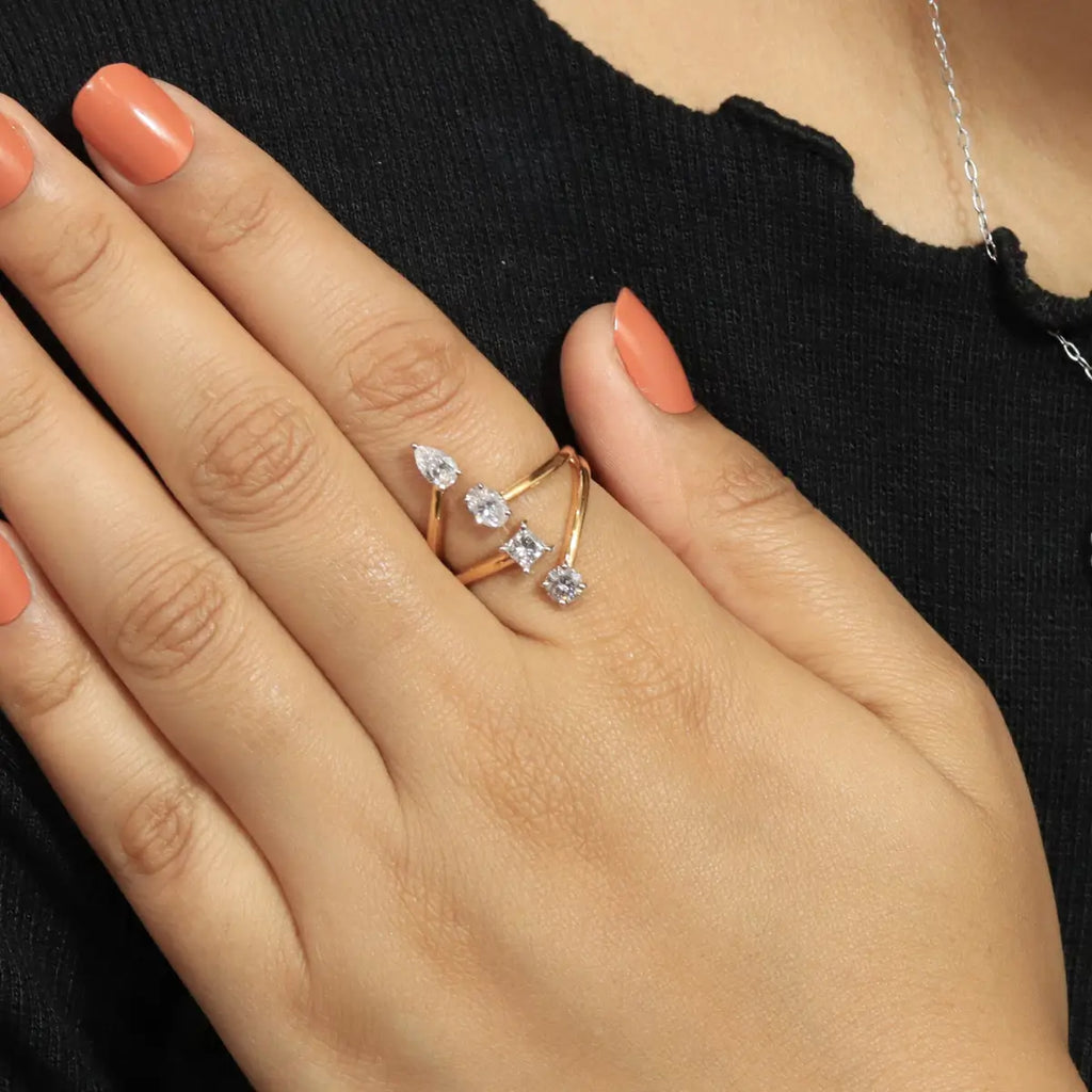 4 Stone Split Shank Engagement Ring