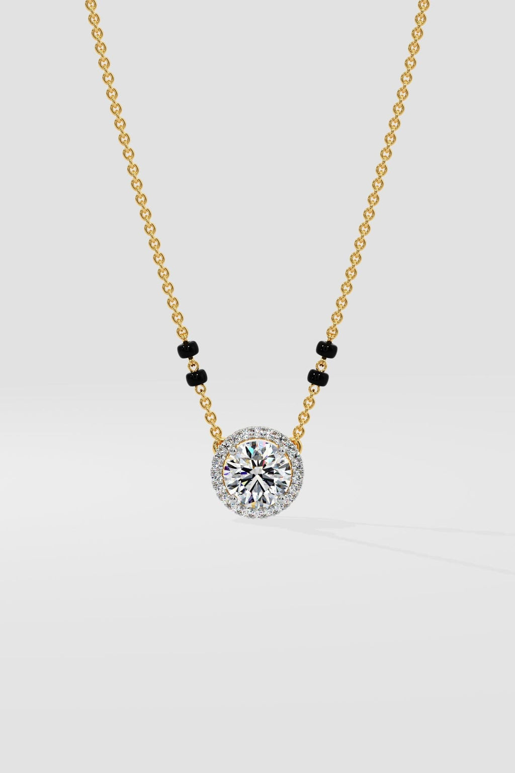 1 ct Solitaire Halo Mangalsutra