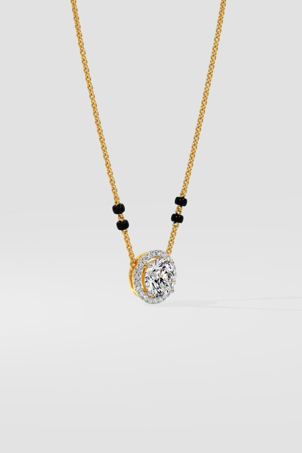 1 ct Solitaire Halo Mangalsutra