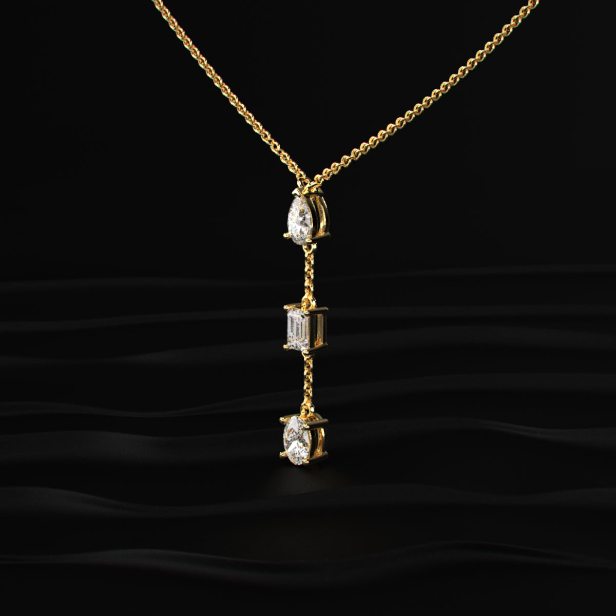 3 Diamond Drop Necklace