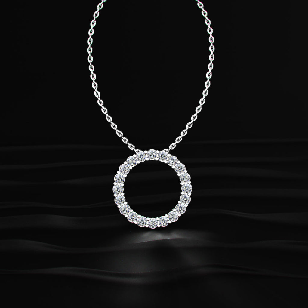 Diamond Open Circle Pendant Necklace