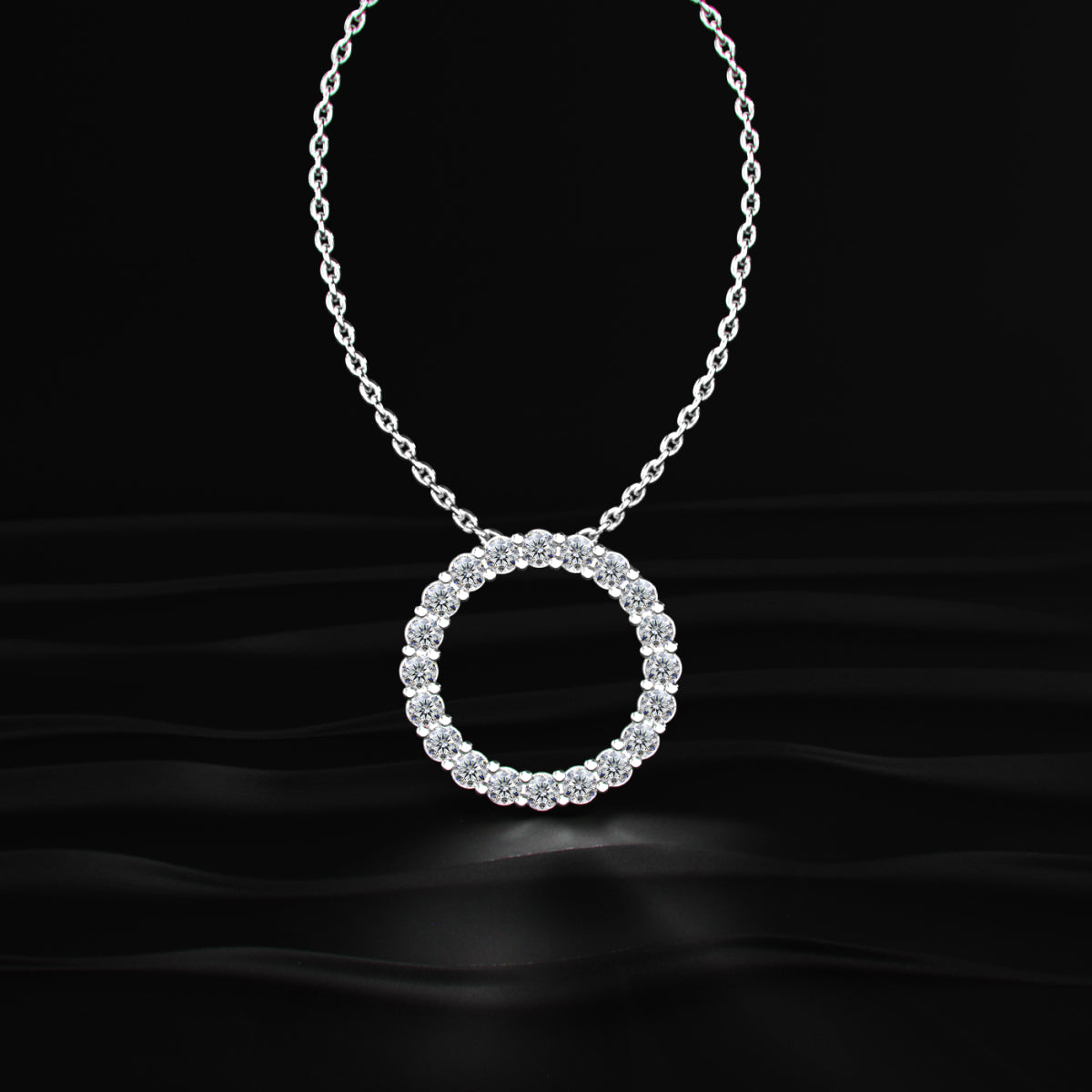 Diamond Open Circle Pendant Necklace