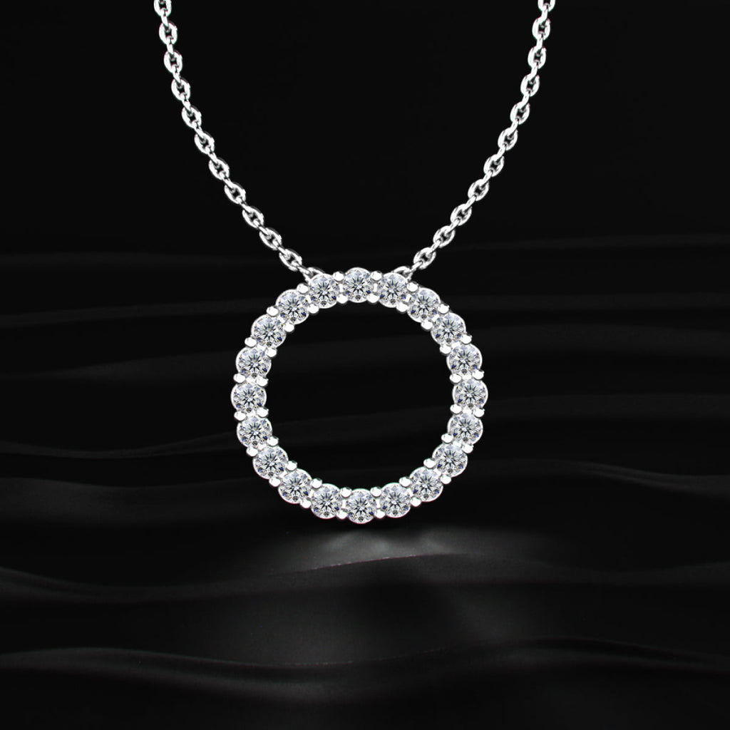 Diamond Open Circle Pendant Necklace