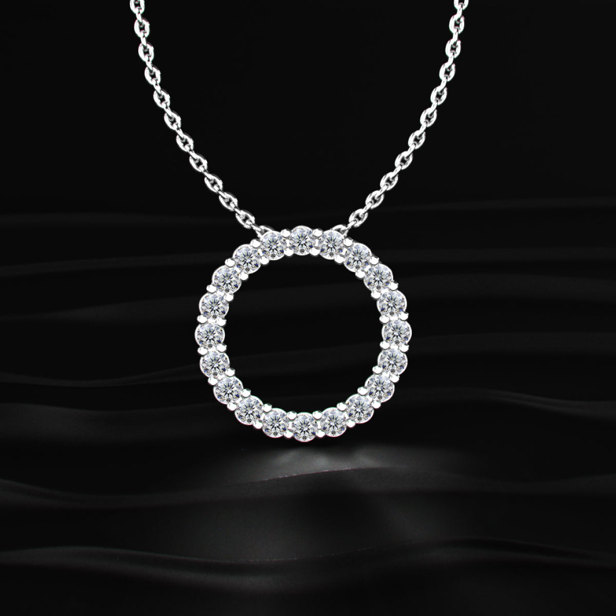 Diamond Open Circle Pendant Necklace