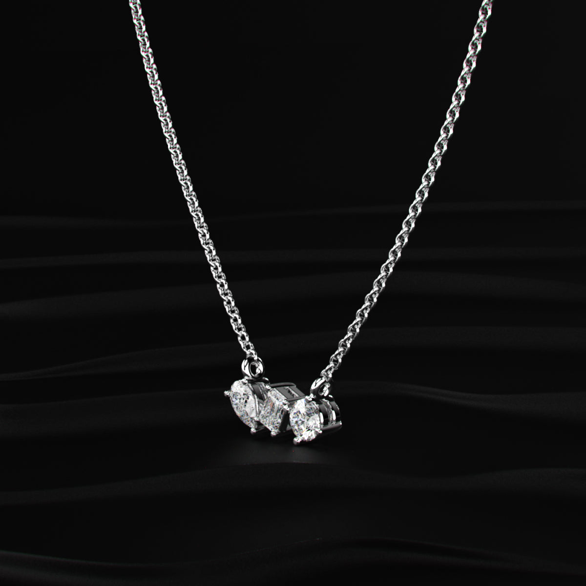 Three Stone Diamond Necklace