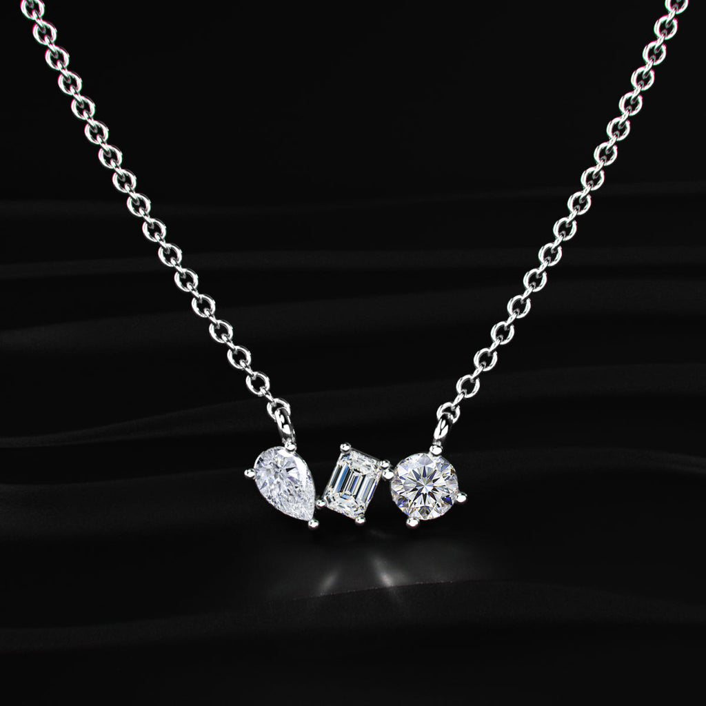 Three Stone Diamond Necklace