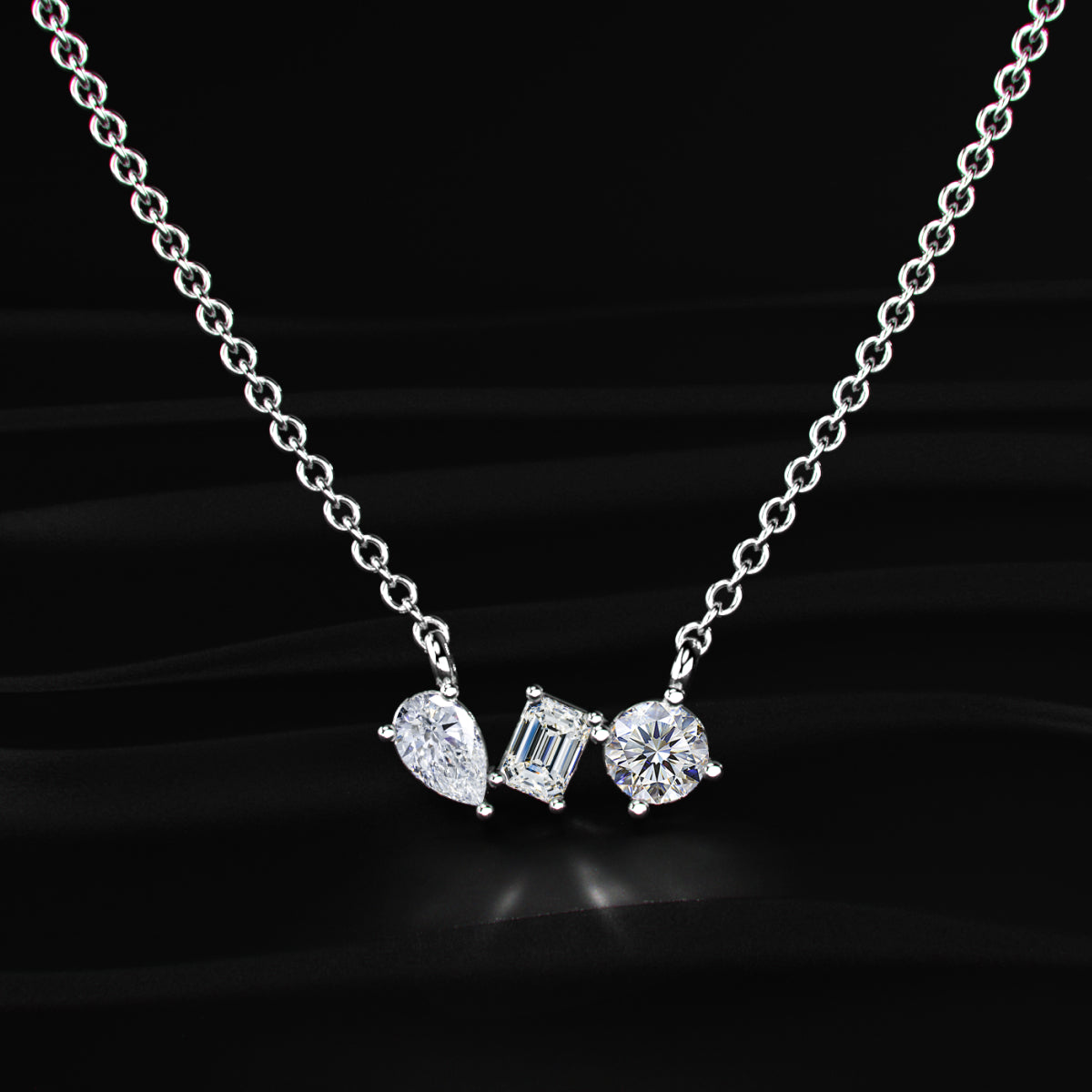 Three Stone Diamond Necklace