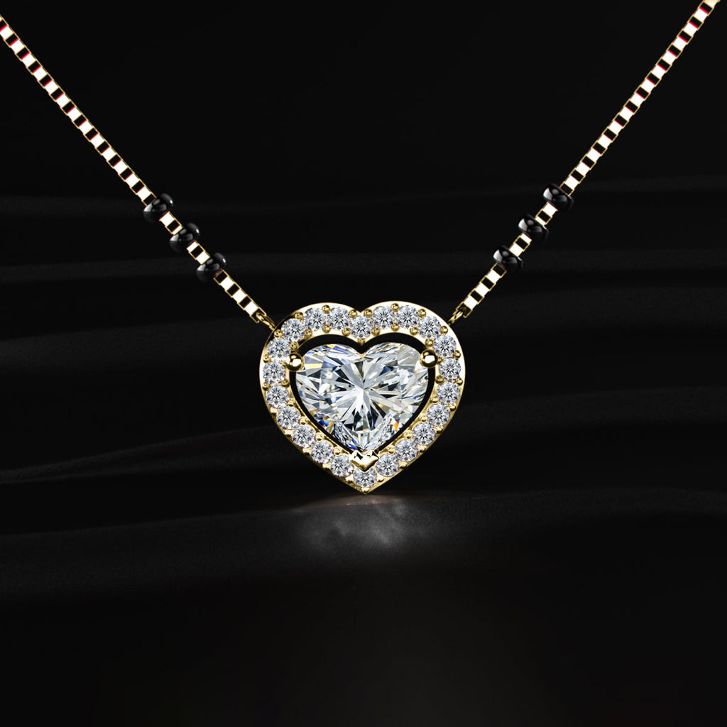 Heart Diamond Halo Mangalsutra
